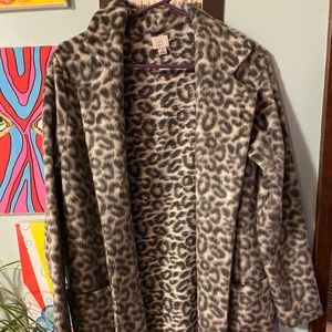 Grey animal print slim trench coat